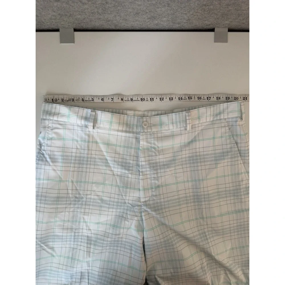 Nike Golf Shorts Mens 40 White Plaid Stretch Performance Bermuda Long 12
